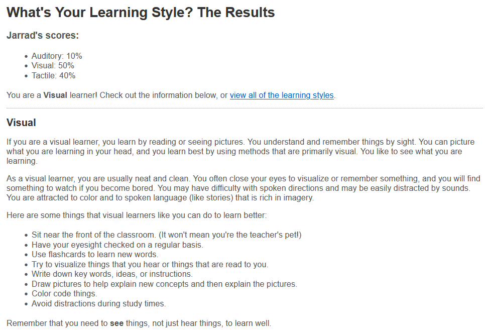 Education Planner Test Results